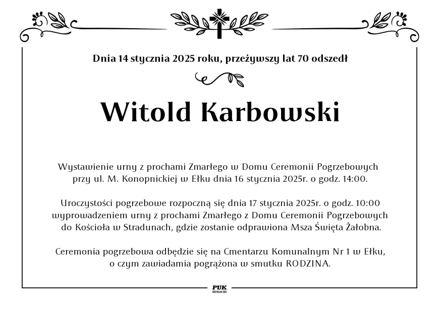 Witold Karbowski - nekrolog